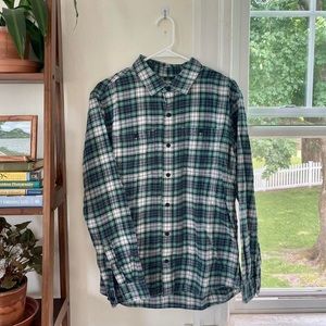 L.L.Bean Wicked Soft Flannel Shirt Slightly Fitted Medium Green Blue White